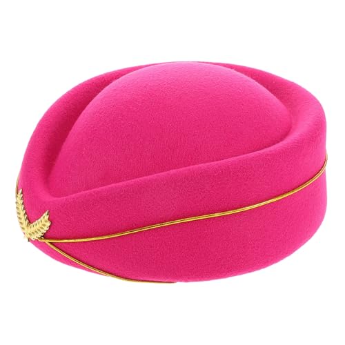 Gogogmee Sombrero Azafata Lana para Mujer Boina Estilo Stewardess Uniforme Elegante para Disfraces y Actuaciones