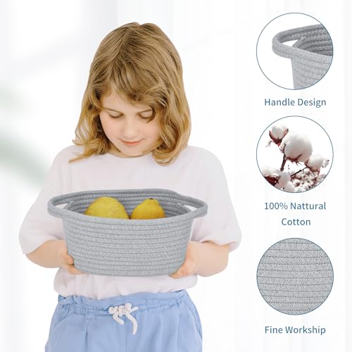image for ABenkle Small Storage Basket, Mini Basket, Cute Tiny Cotton Rope Woven