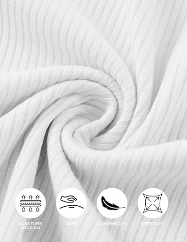 Cotrasen White Ribbed Tank Top Knit Sleeveless Shirts Fitness Crewneck Casual Summer Muscle Workout Gym Lightweight Tee S — view 6