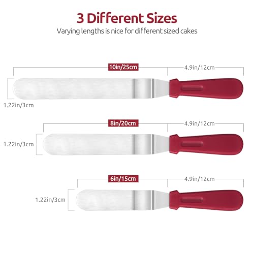 Image of U-Taste Offset Icing Spatula Set, Cake Frosting Spreader, 6 /8 /10in, Red