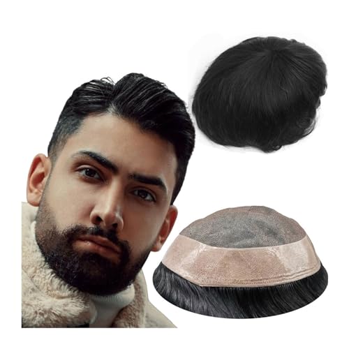 Toupet homme noir postiche cheveux humains système Mono NPU 8x10 remplacement