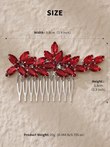 Peine para cabello rojo con pedrería para boda miniatura 4