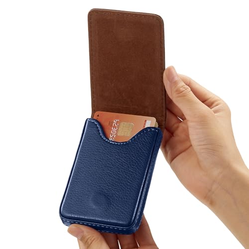 Image of Outus 2 Pcs Business Card Holder, PU Leather Business Card Case Pocket Wallet with Magnetic Shut for Men Women(Coffee and Blue,Classic)