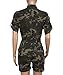 xxxiticat Women's Short Sleeve Military Playsuits High Waist Camo Button Down Rompers Camouflage One Piece Jumpsuit(AG,2XL)