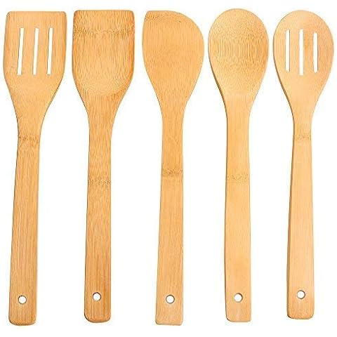 Juego de Utensilios de Cocina de Bambú Hollylife 5 Piezas Cover