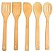 hollylife Utensilios de Cocina 5 Piezas Moderna, Sólidas Espátula Cuchara de Bambú Puro Madera Natural, sin Barnizada (Conjunto de 5 piezas)