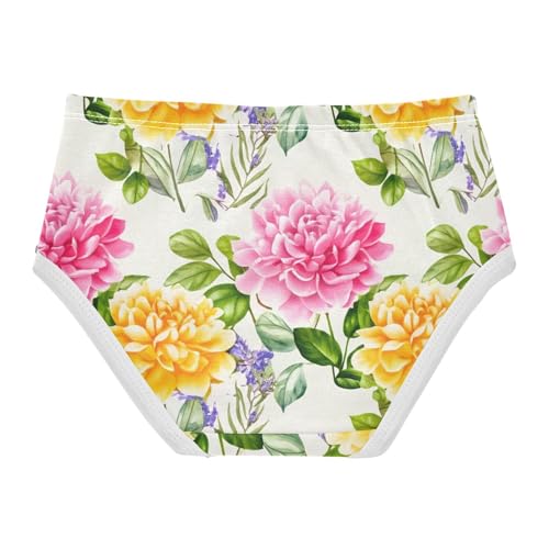 Cotton Girls Underwear Toddlers Vintage Flowers Pastel Yellow Panties for Girl Print Briefs Undies Kids 2t2