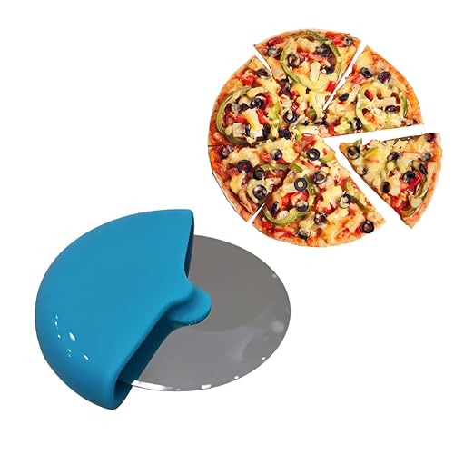Image of Pizza Cutter Rolling Wheel Pizza Cutter, Sandwich Cutter for Baking Kitchen Use - RA076 - Blue