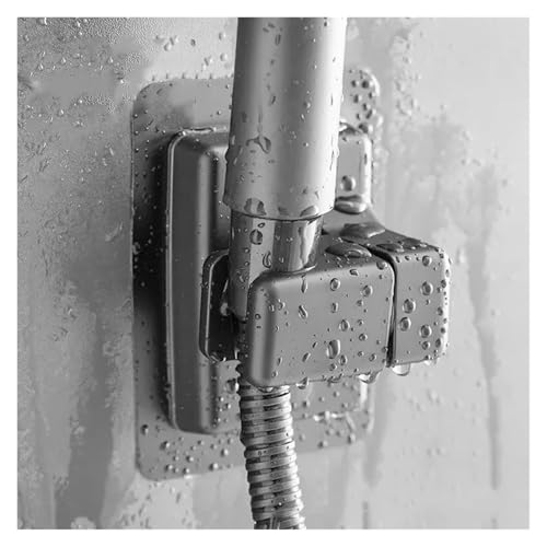 Soporte de ducha de mano negro ABS ajustable sin taladro para pared de baño 3