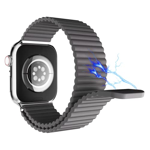 Image of HeiKe Magnetic Silicone Band for Apple Watch Band 49mm 46mm 45mm 44mm 42mm 41mm 40mm 38mm for Men Women,Sport Loop iWatch Wristband Strap for Apple Watch Ultra 3 2 1 SE Series 11 10 9 8 7 6 5 4 3 2 1
