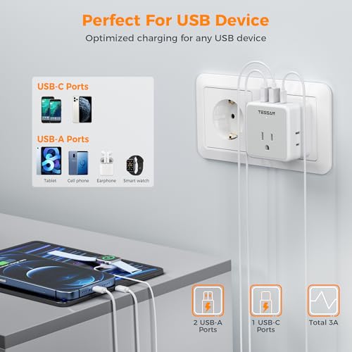 Image of TESSAN All European Italy Travel Plug Adapter Kit