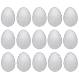 Crafjie Foam Eggs 15pcs 3.15 Inch (8cm) White Craft Foam Eggs Smooth for Spring Easter Halloween Christmas Holiday Crafts Making Handmade DIY Painting School Projects