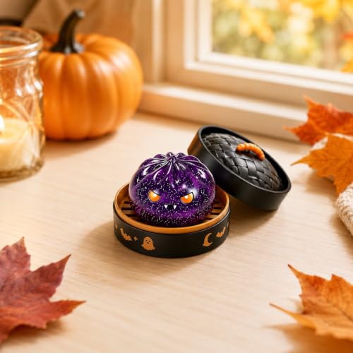 Halloween Glitter Dumpling Squishies Toys,Eyeball Dumpling Squishy,Cute Slow Rising Squeeze, Durable Stress Relief Sensory Toy, Soft Halloween Fidget Toy for Kids & Adults Skeleton - Image 5