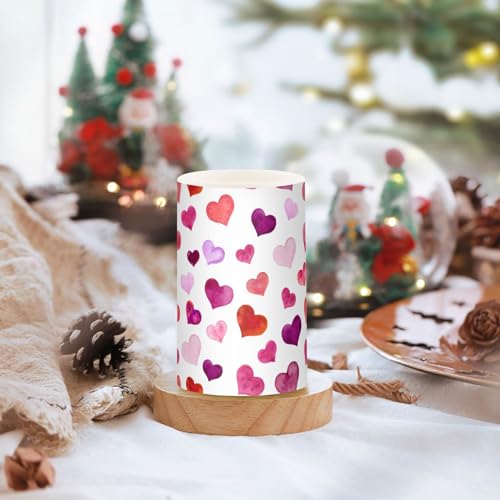 Image of senya Valentine's Day Lights Flameless Candles Hearts Valentine's Day Pillar Candles Set of 2 Battery Operated Remote Control Warm Lights Home Decor, E08D23009