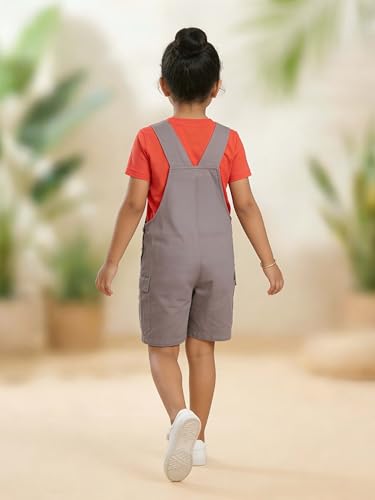 Image of KiddoPanti Unisex Denim Cargo Dungaree Shorts | 69.1% Cotton 29% Spun Poly 1.9% Spandex | Above Knee Length | Soft Breathable Summer Dungaree
