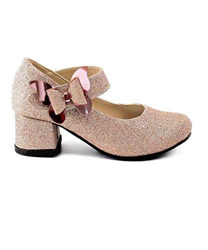 Flower Girls Mary Janes Block Heel Dress Shoes Shiny Sequin Butterfly Ankle Strap Wedding Party Princess Pumps3