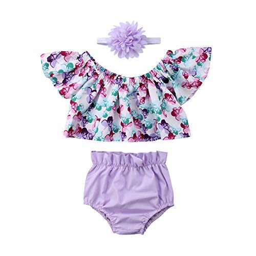 Preisvergleich Produktbild Carolilly Baby Bekleidungssets für Mädchen Bekleidung Baby Outfits Mädchen Set Kleinkind Outfits Sommer Set Mädchen (Lila A, 18-24 Monate, 100)