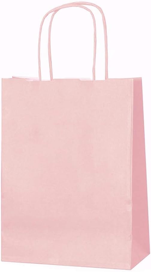 Kraft Paper Party Gift Bags, Twisted Handles Paper Bags Pack of 15, XSmall, Small and Medium (Medium, Pink)
