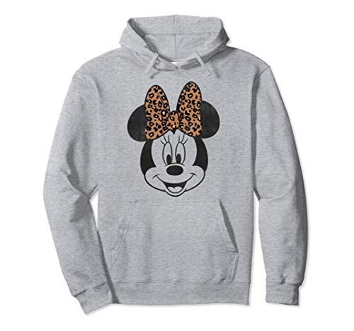 Disney Mickey And Friends Minnie Mouse Leopard Bow Portrait Pullover Hoodie