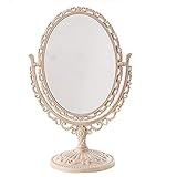 Montecarduo Vintage Tischspiegel Make-Frau Tischspiegel Make-Up Spiegel Doppelseitig Rotierender Tischspiegel Europäischer Retro Runder Spiegel Für Schlafzimmer, Badezimmer Haus Antike Dekorativ