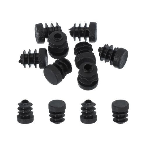 Image of PATIKIL 1 /2 Inch Plastic Tubing End Caps, 10 Pcs Round Hole Plug Insert for Round Iron Pipe Chair Leg Table Bookshelves Patio Furniture, Black
