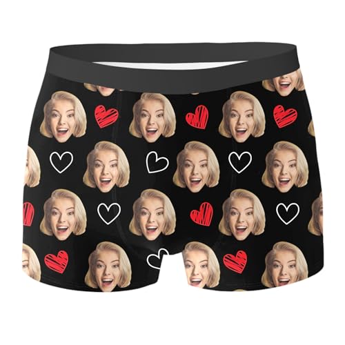 Cuecas personalizadas homem boxer com foto cara divertida cuecas de novidade roupa interior personalizada calções de aniversário de Natal namorado marido S-5xl, Melon vermelho #3, L