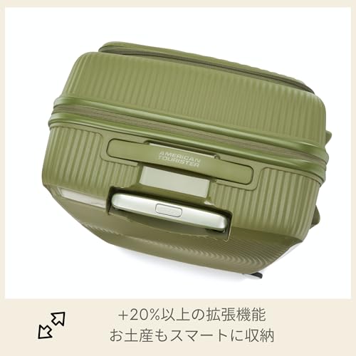 Image of American Tourister Curio Book Opening 68 cms Medium Check-in Polypropylene Hard Sided Luggage /Trolley Bag with Double Spinner Wheels and TSA Lock (Khaki)