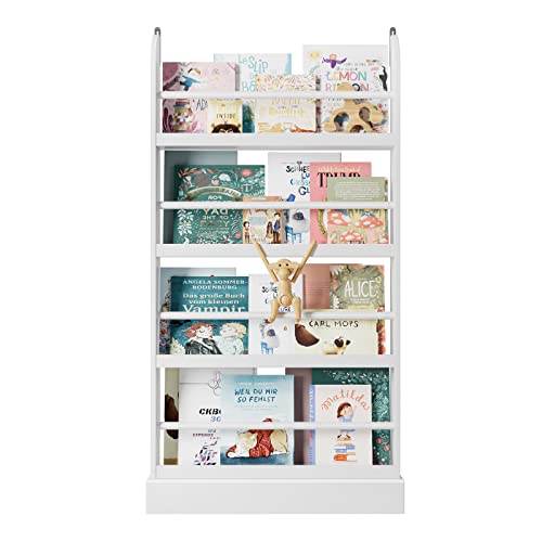Fotosok Kids Bookshelf, 4 Tier Bookshelf For Kids, Wall Book Shelf Organizer For Toys And Books, Nursery Bookshelf In Bedroom, Living Room And Classroom, White #TOP13