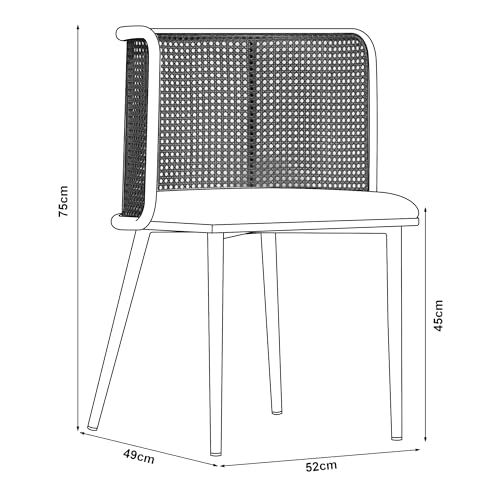 [En.Casa] Set Di 2 Sedie Con Sedute Imbottite Rivestimento In Similpelle Marrone 2 Poltroncine Con Schienale A Semicerchio In Rattan E Gambe In Metallo Effetto Legno - 3