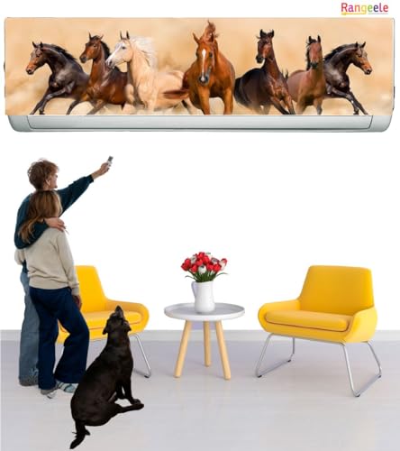 Image of '7 Running White Horses Art Deco Poster'' AC Sticker (96 cm x30 cmx 24 cm)