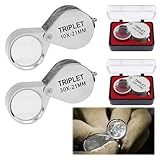 Loupe De Bijoutier, 2 pièces Loupe Bijoutier, Loup e De Bijo utier X30, Lo UPE X10, Lou PE De Poche, pour la Lecture, Les Livres, Les journaux, Les Insectes, Les Loisirs, Argent (10X et 30X)