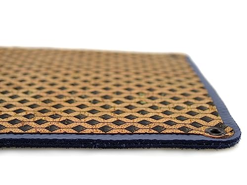 Mousepad With Free Deskset Made From Genuine Leather And Cork. Includes Pencil Cup, Valet Tray And Coaster All Handmade In The Usa (Diamond Gold Dust Cork With Cornflower Leather) #TOP4