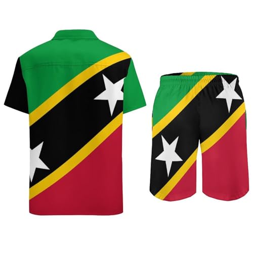 Zakqeik Flag of Palestine Summer Button Down Shirts Set for Men Short Sleeve Beach Shorts Suits 2-Piece Outfit Set4