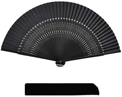 [恵千堂] 扇子 シルク 竹 シンプル 無地 丈夫 ケース 袋 付きメンズ 男女兼用 和装