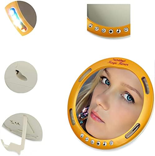 TechAffect Travel Magnifying Mirror with Light - Handbag Mirror with Lights for Makeup - Girls Light Up Make-up Vanity Compact Mirror In Rose Gold