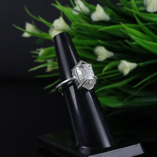 Image of Crystu Natural Herkimer Gemstone Adjustable Ring for Unisex