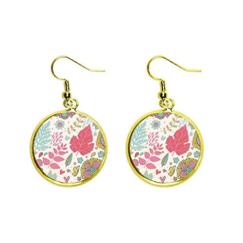 Pendientes de flores pintadas dorados ideales para vestidos de fiesta y cenas
