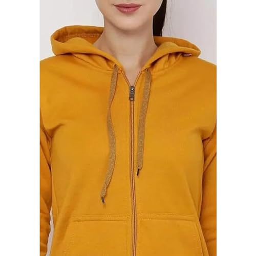 Image of Clotth Theory Women's Cotton Fleece Hooded Neck Sweatshirt | Hoodie Jacket with Kangaroo Pocket