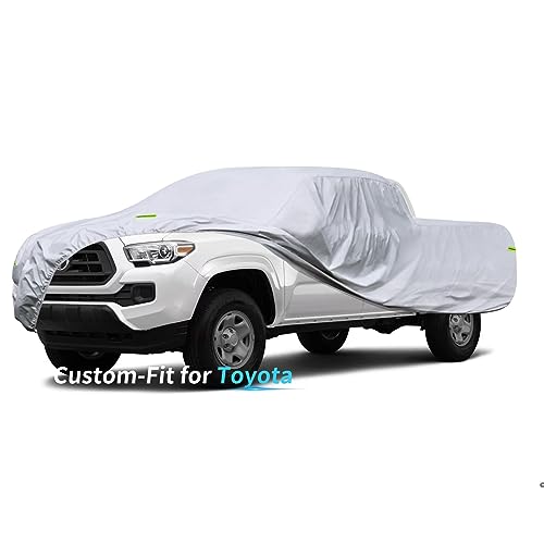 Image of Custom-Fit for Toyota Car Cover, 7 Layers Car Cover Waterproof All Weather for Automobiles, Outdoor Full Cover Rain Sun UV Protection with Zipper (for Toyota Hilux)