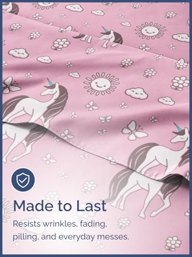Image of Kids Full Unicorn Pink Bed Sheets - 4 Piece Kids Unicorn Pink Sheet Set