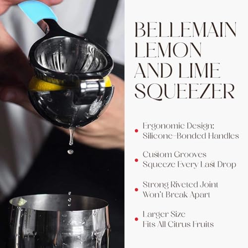 Image of Bellemain Citrus Juicer | Metal Lemon Squeezer | Lime and Lemon Juicer Stainless Steel with Silicone Handles | Manual Juicer, Citrus Squeezer, Hand Held Juicer | Bar Juicer for Bartender (Light Blue)