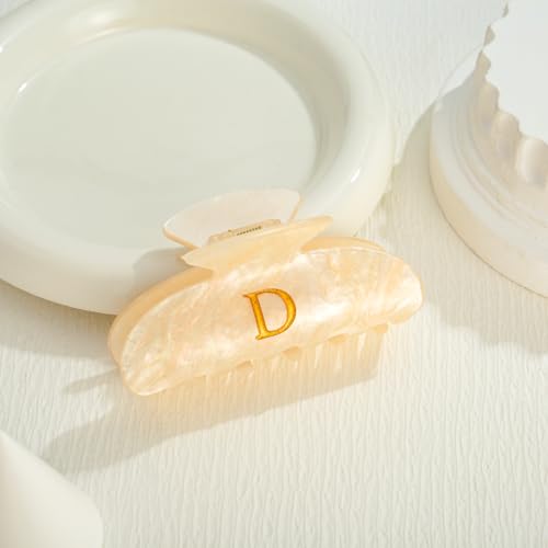 Image of LILIE&WHITE Acrylic Letter Hair Clips For Women Stylish D Monogram Hair Claw Alphabet Hair Clip Fashion Glitter Claw Clip Elegant And Durable Hair Accessory Large Hair Clips D