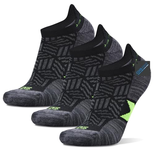 Image of Busy Socks Men's Athletic Ankle Coolmax Running Socks Women's Cushioned Anti Blister Moisture Wicking Low Cut Socks 3 Pack