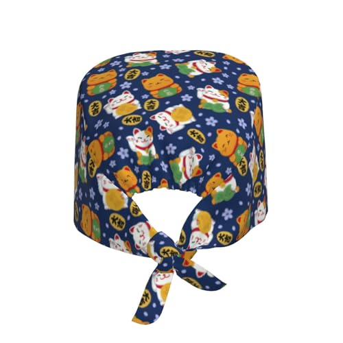 Image of Working Cap Scrub Cap with Sweatband Adjustable Unisex Tie Back Hat for Cleaning Farm Nursing