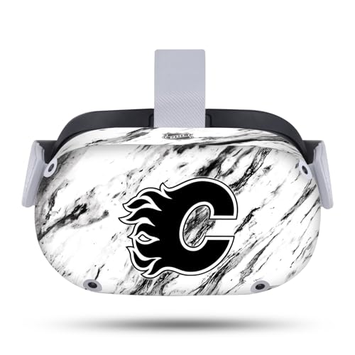 Head Case Designs Officially Licensed NHL Marble Calgary Flames Vinyl Sticker Skin Decal Cover Compatible with Meta Quest 2