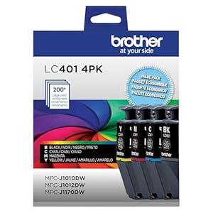 Brother Cartuchos de tinta originales LC4014PKS, rendimiento estándar, paquete de 4 unidades, incluye 1 cartucho cada uno de negro, cian, magenta y amarillo