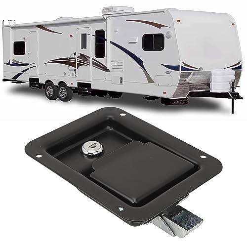 Trailer Paddle Lock, Black Toolbox Handle Latch with 2 Keys, Flush Mount Steel Construction Multifunction Heavy Duty, for Truck Campers Trailers