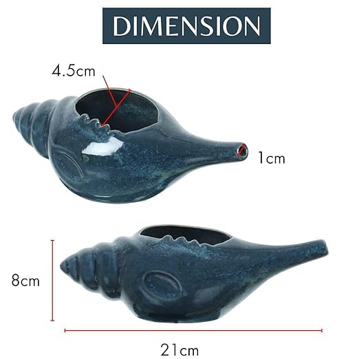 Image of Leak Proof Durable Ceramic Neti Pot with Nostril Plugging Support Better Capacity Holds 300 ml Spill Proof with Comfort Grip Lead Free Microwave Dishwasher Safe (Dark Green)