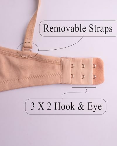 Image of Pack of 2 Women's Full Coverage Molded T-Shirt Bra | Non-Padded, Wireless, Cotton Comfort Bra with Detachable Straps