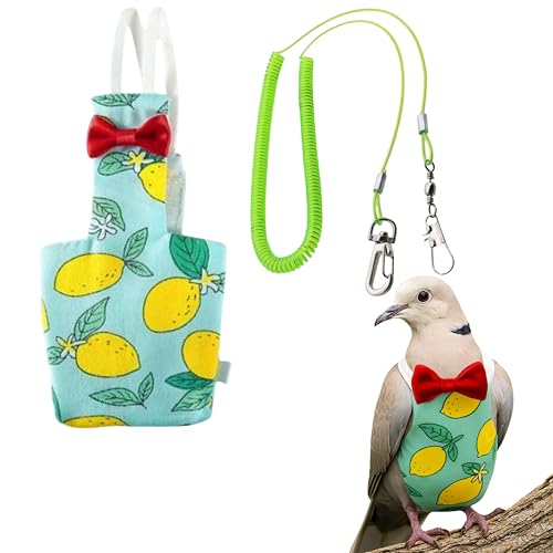 Pigeon Diaper Harness and Bird Leash, Diapers for Birds with Leash, Bird Diapers for Pigeons, Diaper Pants for Cockatiel African Grey Parrot Budgie, Cage Accessories (M-Green)
